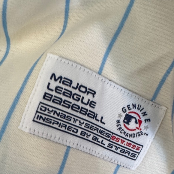 Men's Blue and Cream Baseball Jersey - Picture 3 of 5